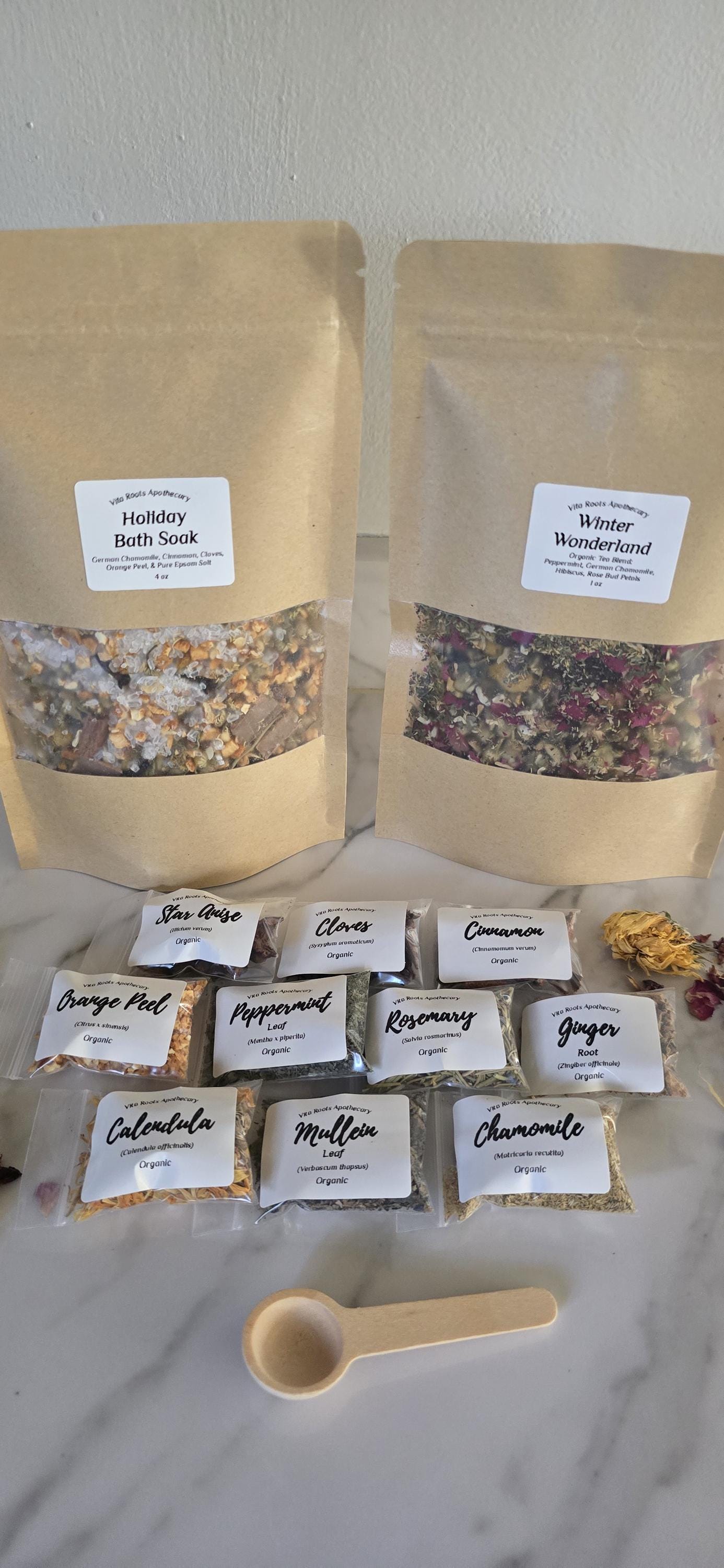 Herbal Tea, Herb Gift Set, Bath Soak, Apothecary Gift, Mortar & Pestle Optional