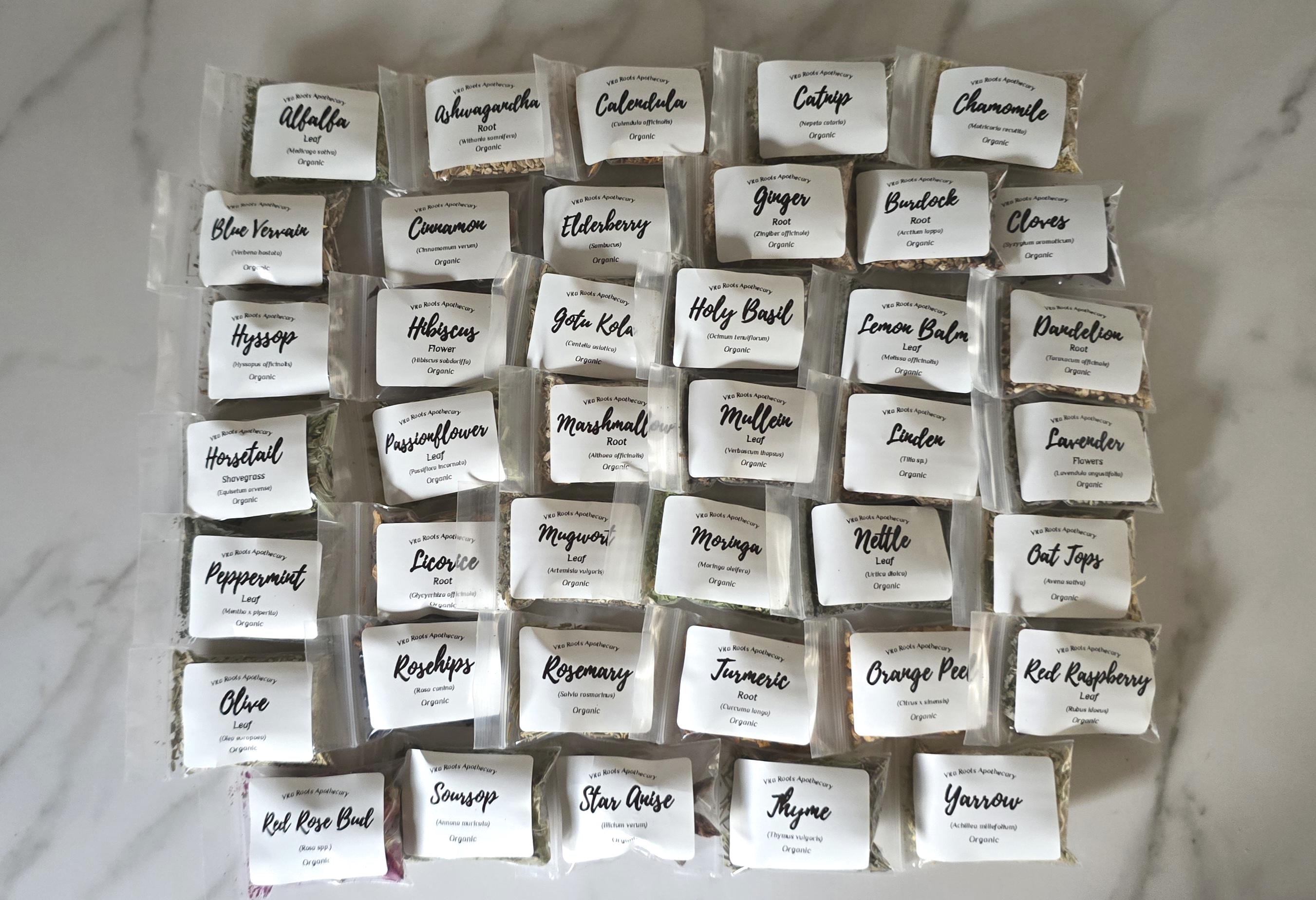 Organic Dried Herbs Sampler Kit – 40 Herbal Teas, Apothecary Supplies