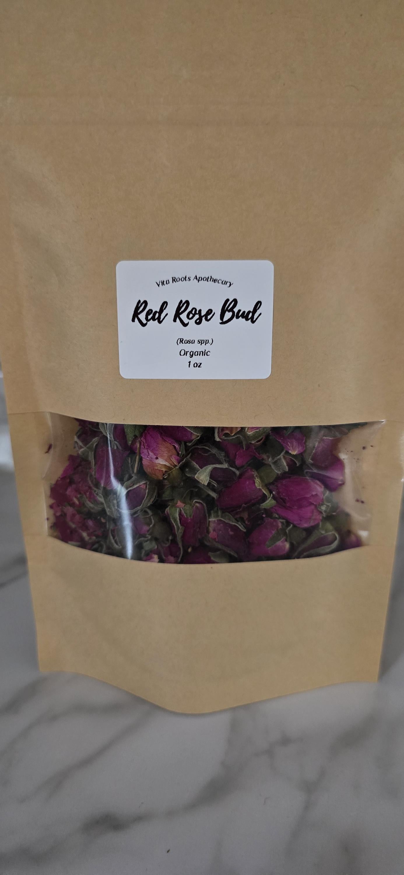Organic Red Rose Bud Flower, Dried Herbs: Bulk Herbs, Loose Leaf Tea, Herbal Apothecary