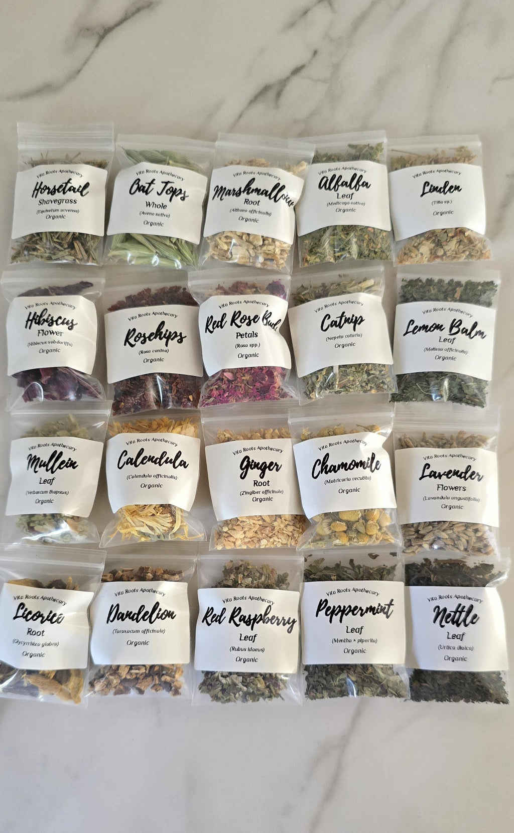 Beginner Apothecary Kit – 20 Organic Herbs, Tea Sampler (Optional Mortar & Pestle)