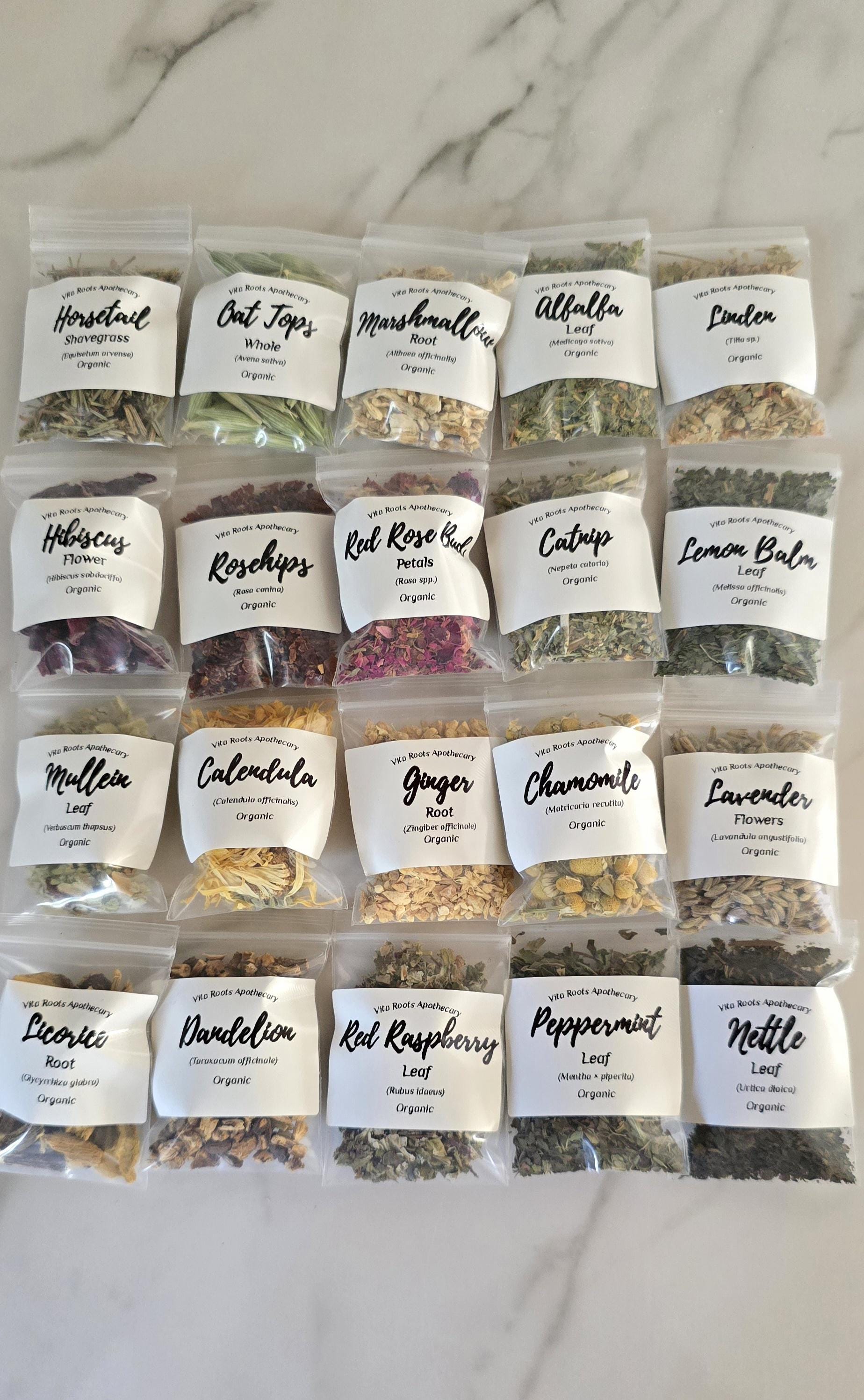 Beginner Apothecary Kit – 20 Organic Herbs, Tea Sampler (Optional Mortar & Pestle)