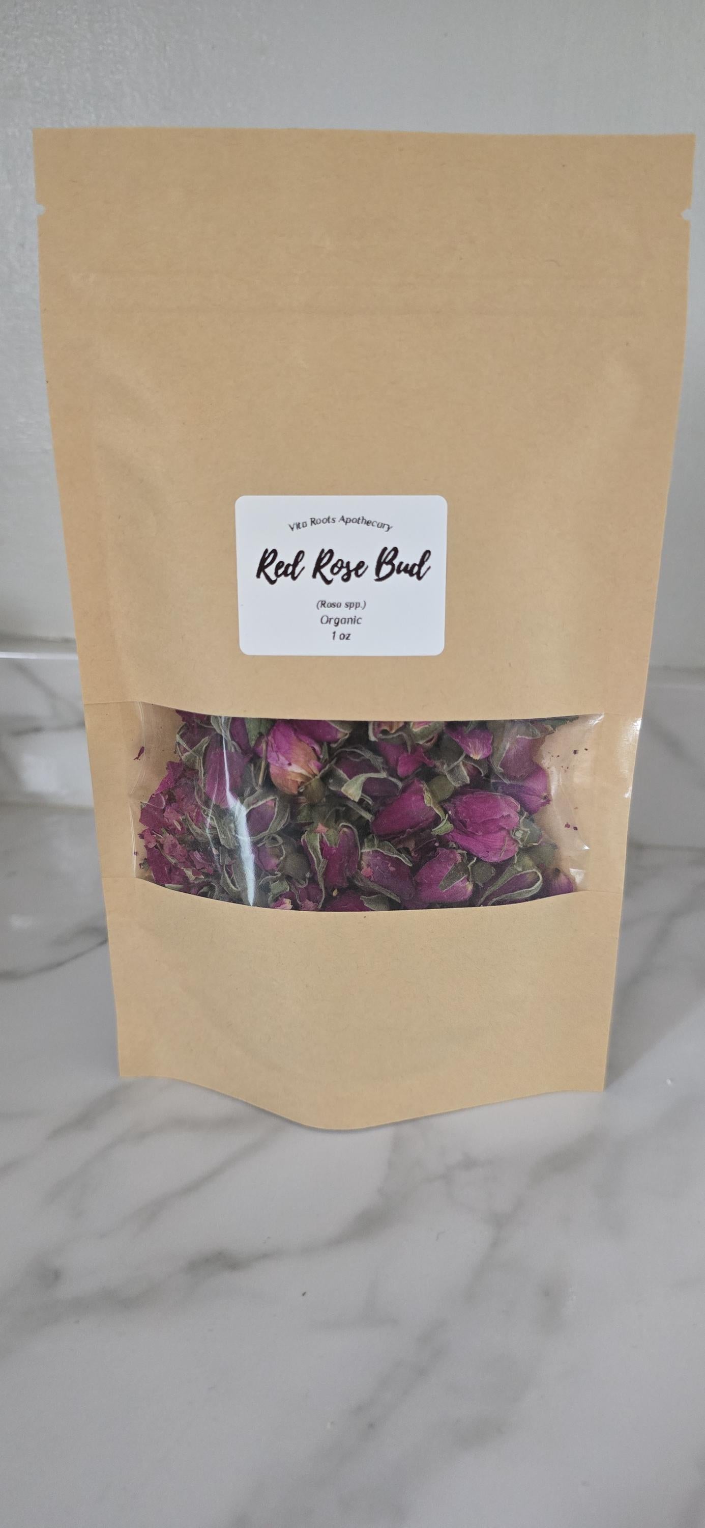 Organic Red Rose Bud Flower, Dried Herbs: Bulk Herbs, Loose Leaf Tea, Herbal Apothecary
