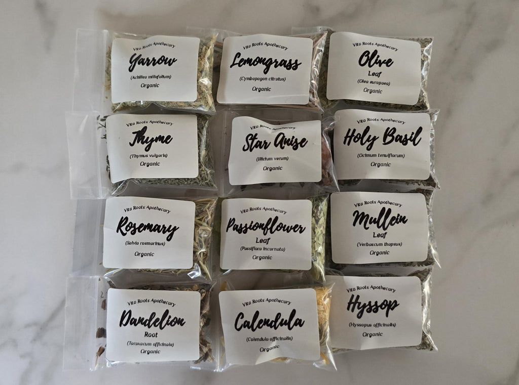 Apothecary Kit: 12 Organic Herbs, Herbal Tea Sampler, Tea Gift Set