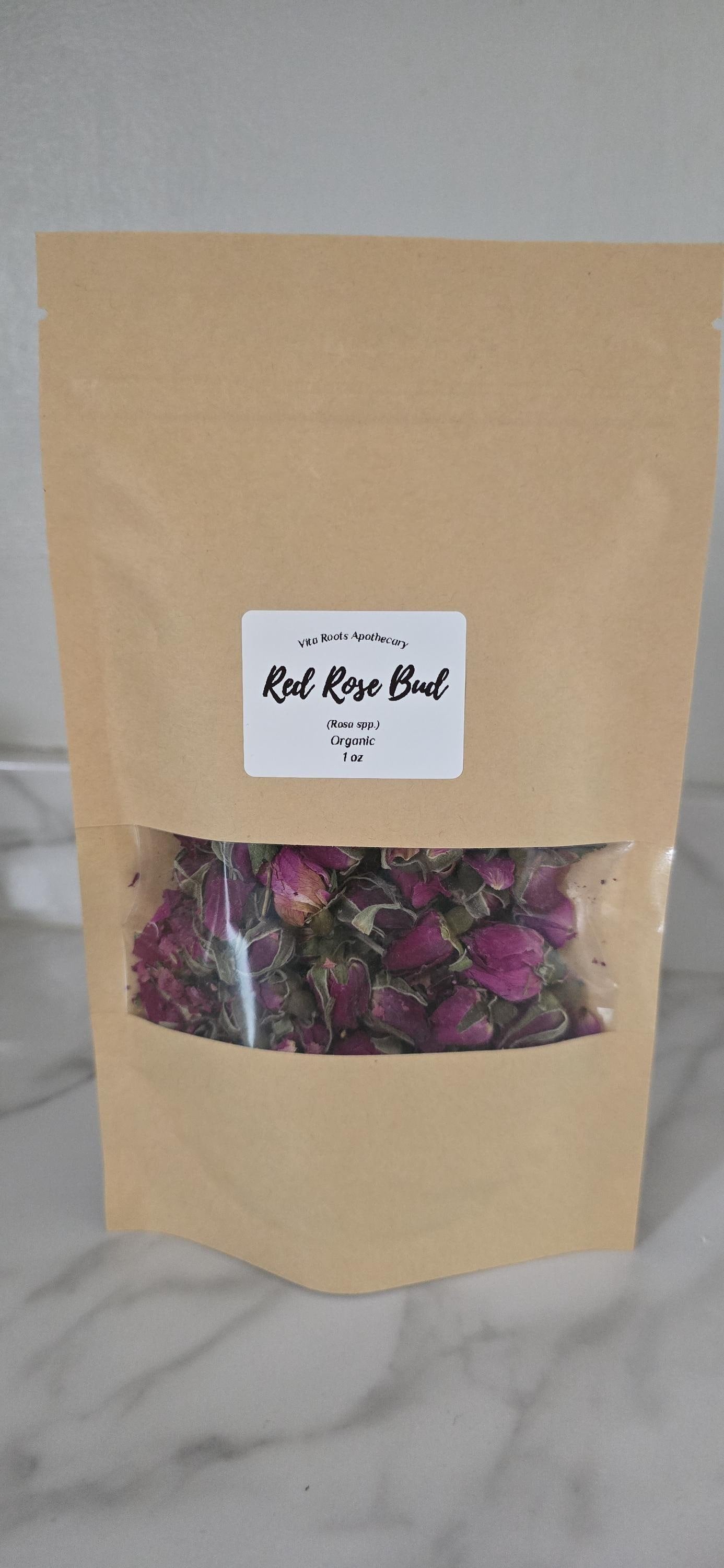 Organic Red Rose Bud Flower, Dried Herbs: Bulk Herbs, Loose Leaf Tea, Herbal Apothecary