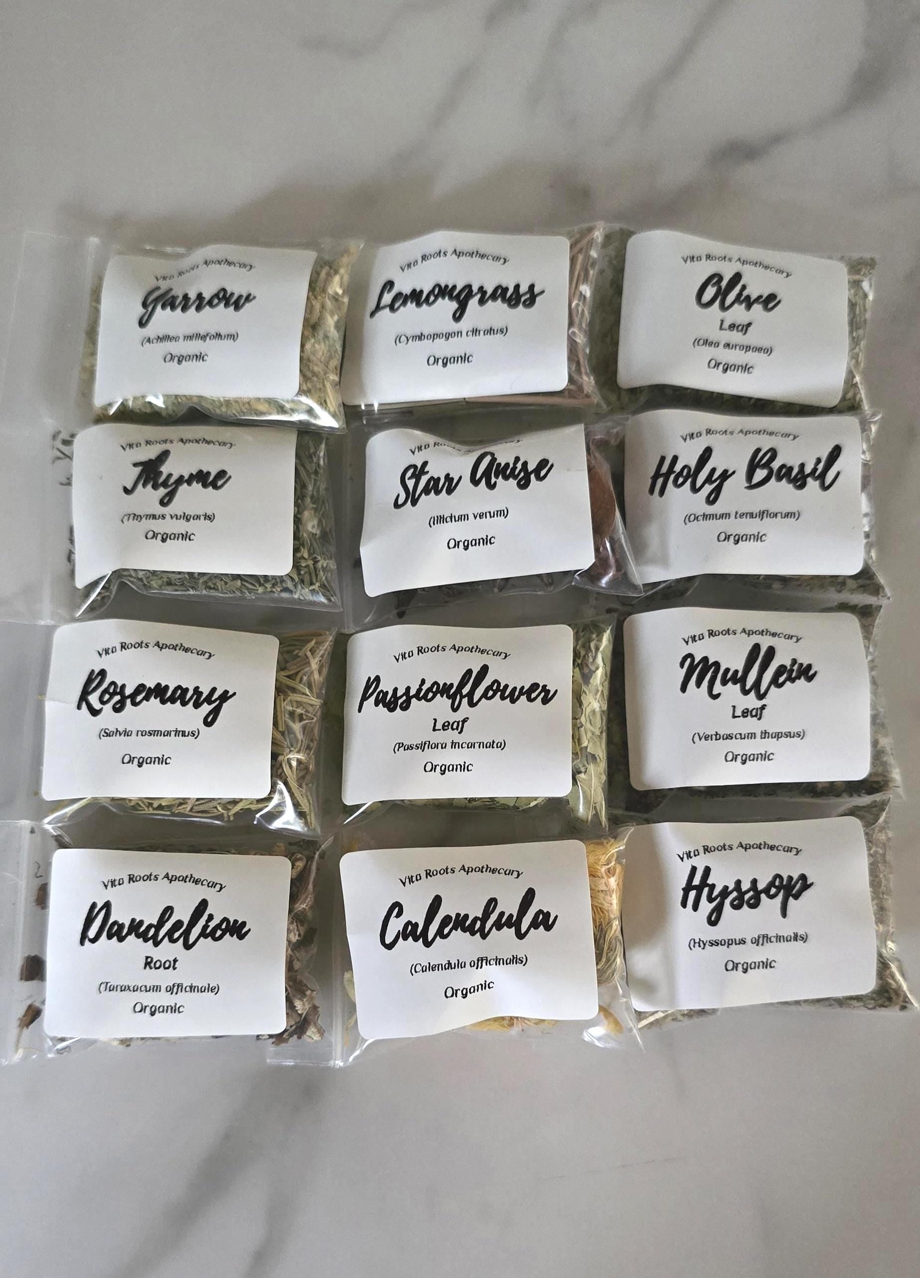 Apothecary Kit: 12 Organic Herbs, Herbal Tea Sampler, Tea Gift Set