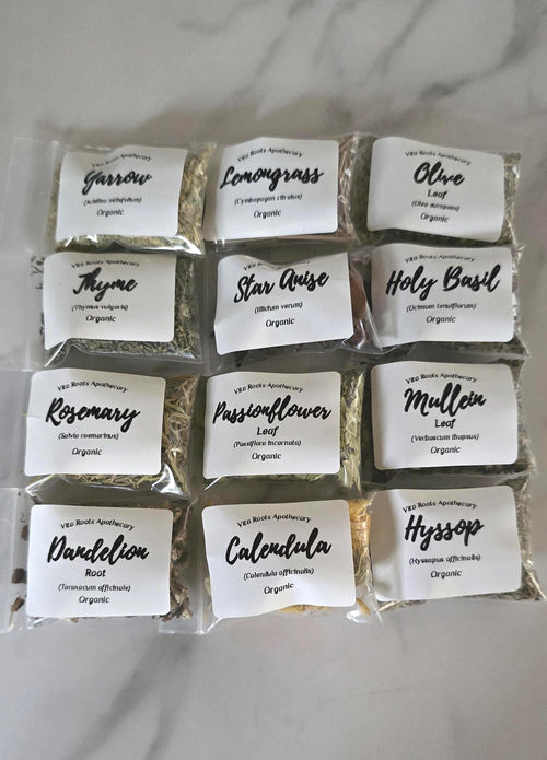 Apothecary Kit: 12 Organic Herbs, Herbal Tea Sampler, Tea Gift Set