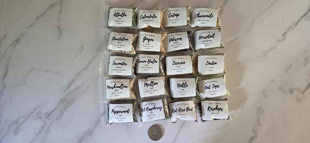 Beginner Apothecary Kit – 20 Organic Herbs, Tea Sampler (Optional Mortar & Pestle)