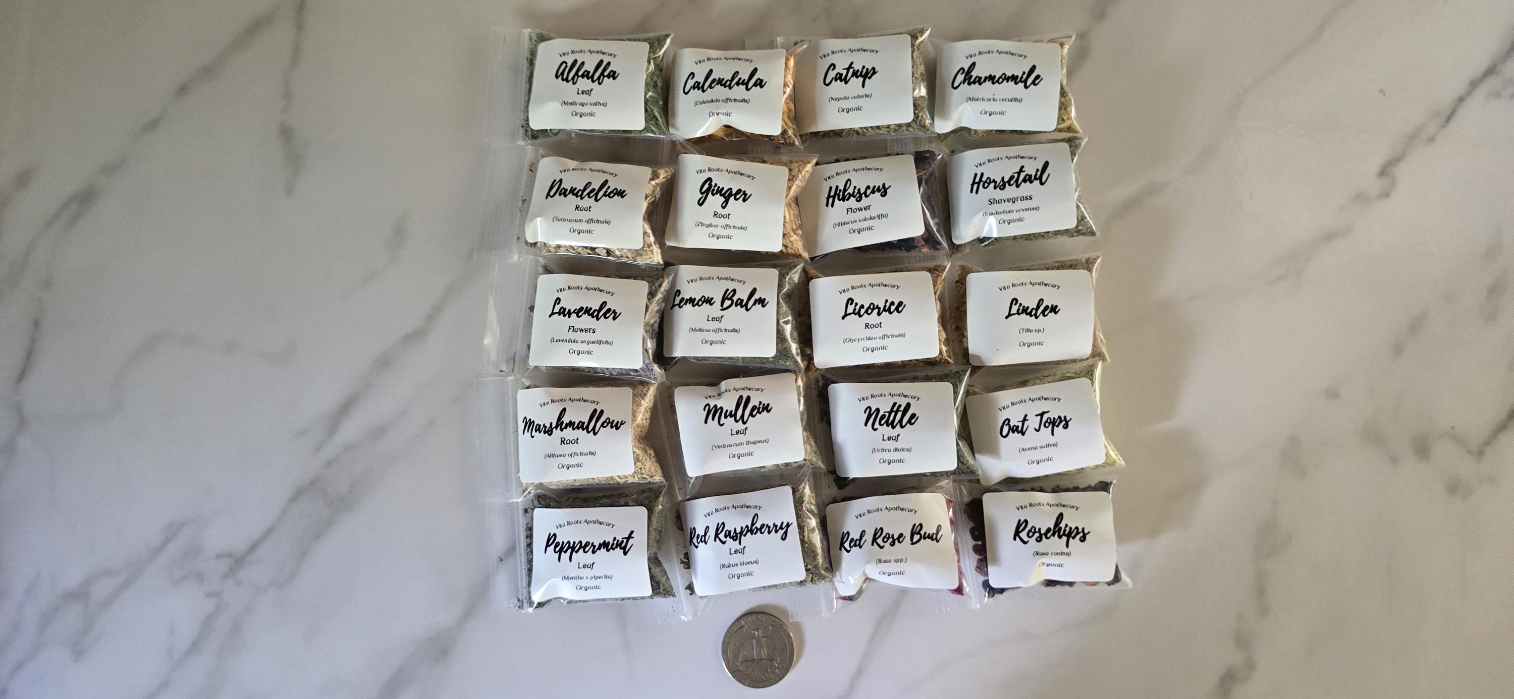 Beginner Apothecary Kit – 20 Organic Herbs, Tea Sampler (Optional Mortar & Pestle)