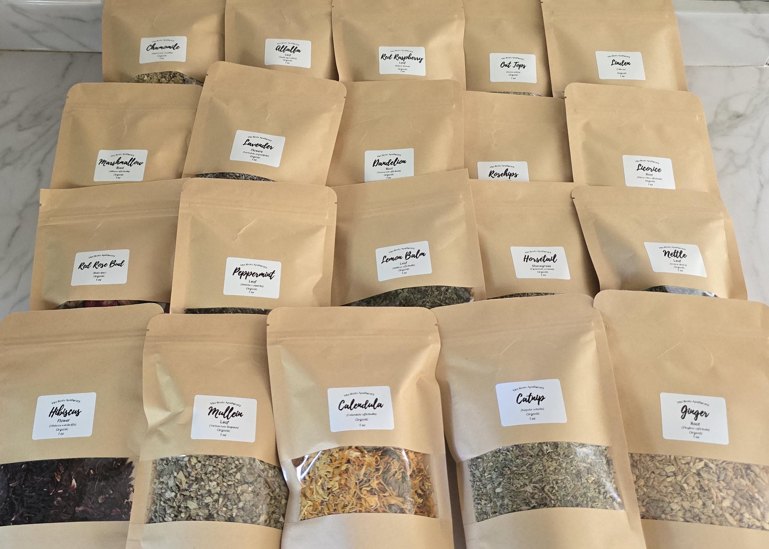 Organic Apothecary Kit, 20 Loose Leaf Herbs, Herbalist Starter (Optional Mortar & Pestle)
