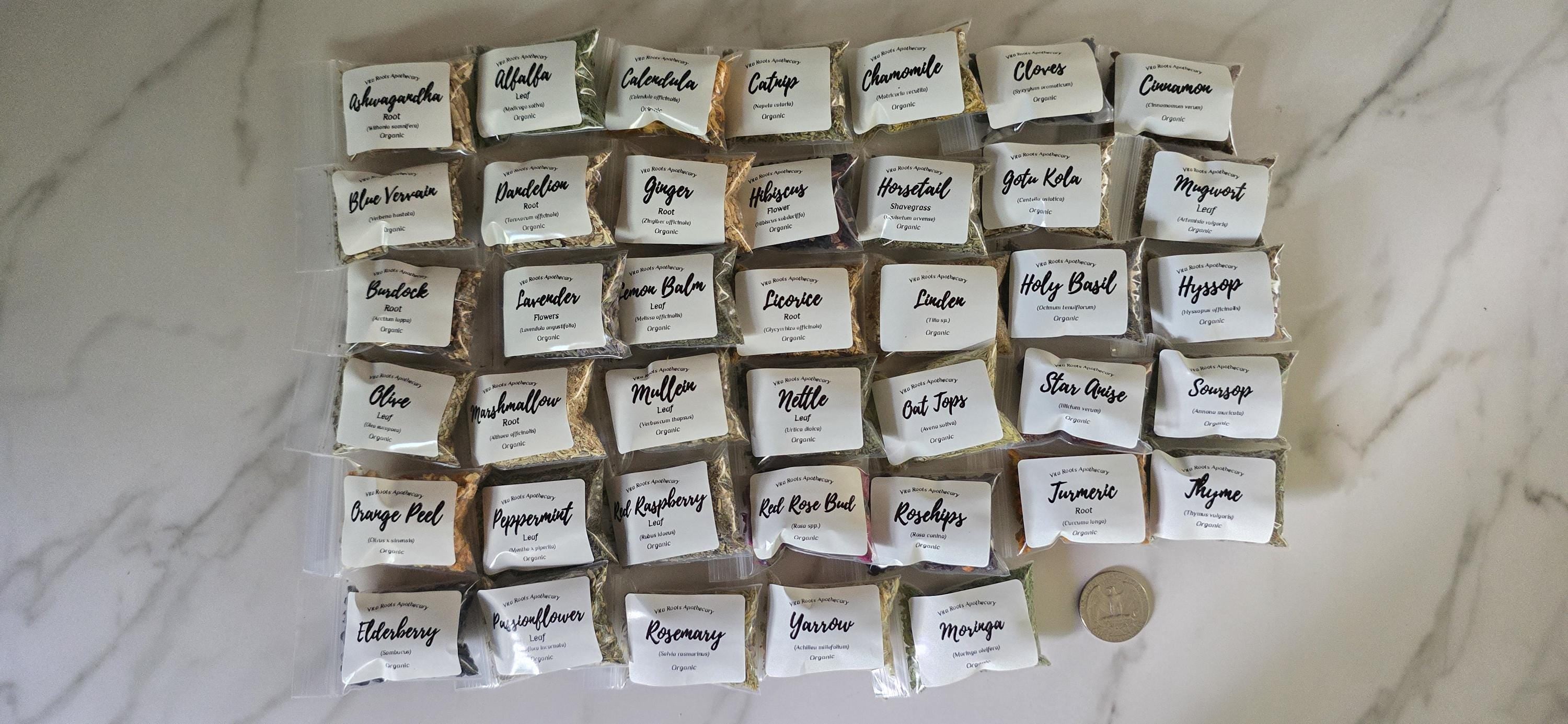 Organic Dried Herbs Sampler Kit – 40 Herbal Teas, Apothecary Supplies