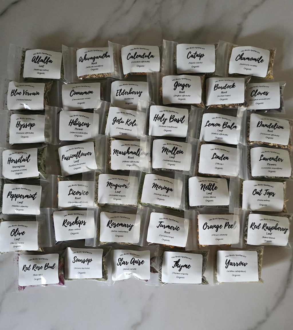 Organic Dried Herbs Sampler Kit – 40 Herbal Teas, Apothecary Supplies