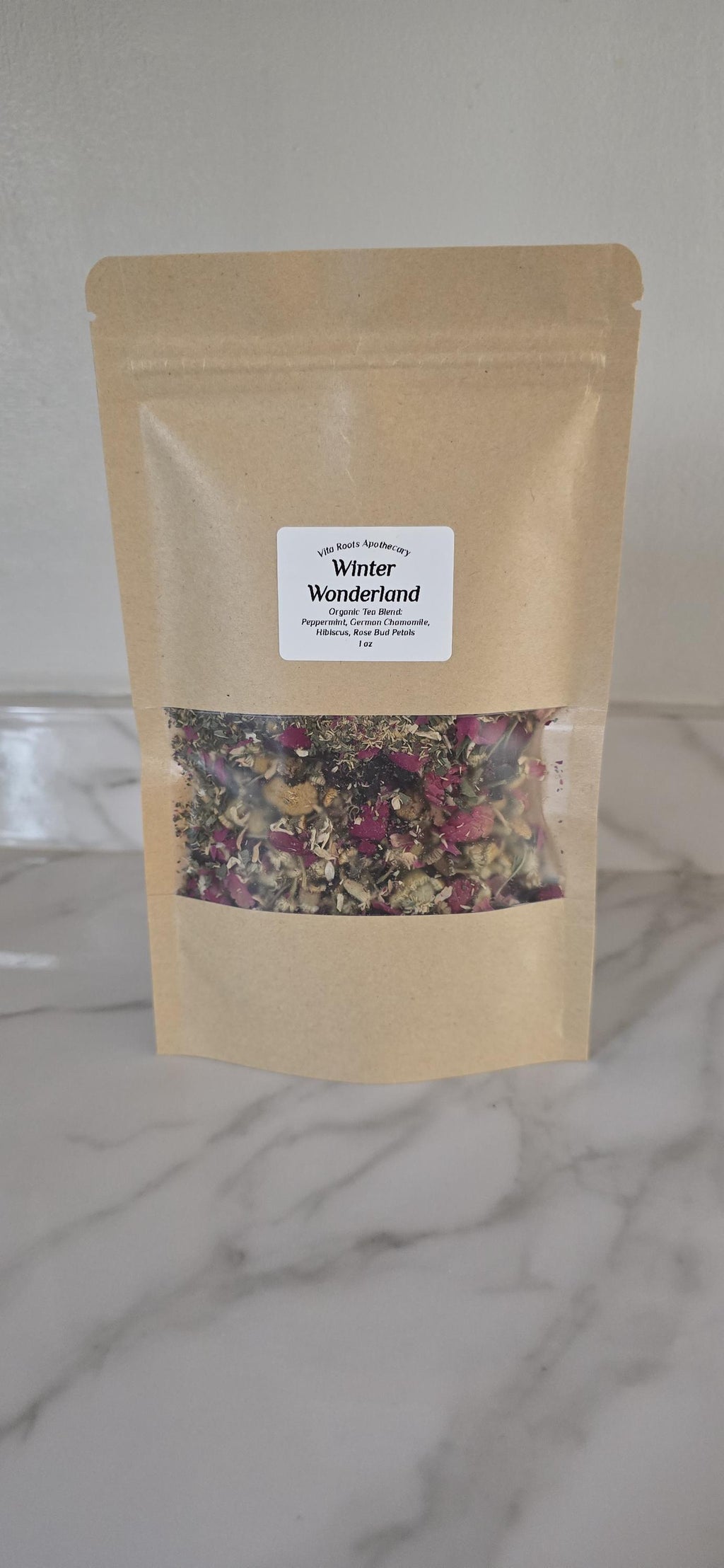 Holiday Tea Blend: Peppermint, Chamomile, Rose Petals, Hibiscus Dried Herbs