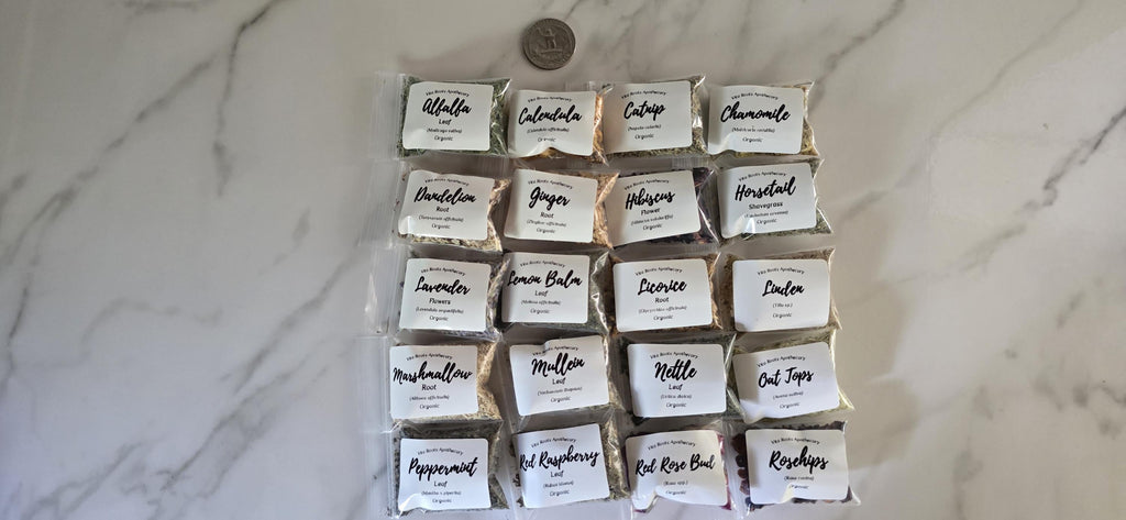 Beginner Apothecary Kit – 20 Organic Herbs, Tea Sampler (Optional Mortar & Pestle)